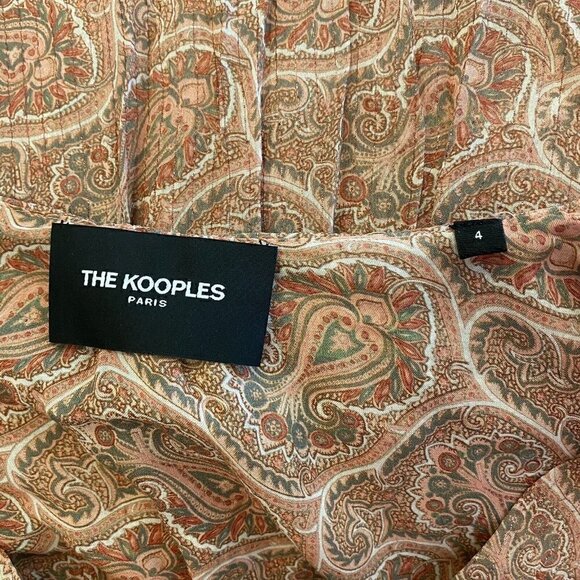 NEW THE KOOPLES Mini Silk Dress Paisley Lurex V-Neck Puff Sleeve Wrap Size 4 XL - Picture 11 of 12